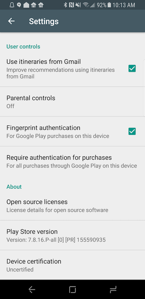 S8 Google Play